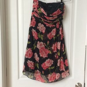 The Limited strapless black with pink floral dress